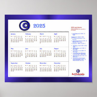 ArtIslamia 2025 Islamic Religious Events Calendar Poster