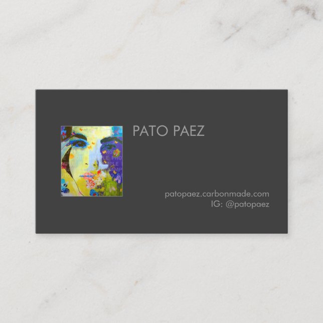 Artist Add Your Photo Black Business Card (Front)