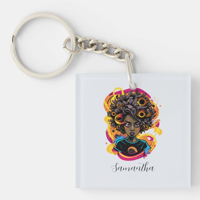 Artist Afro Woman Keychain (Front)