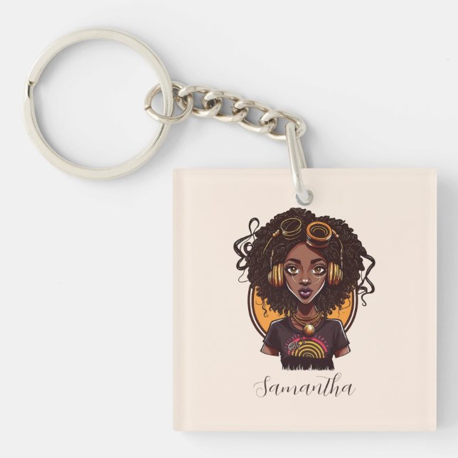 Artist Afro Woman Keychain (Front)