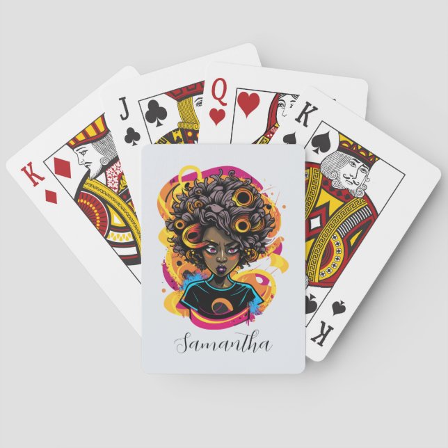 Artist Afro Woman Poker Cards (Back)