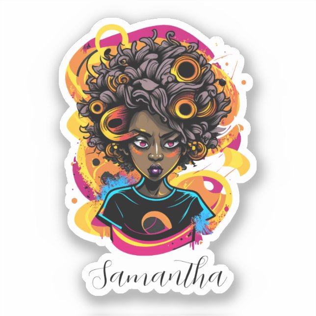 Artist Afro Woman Sticker (Front)