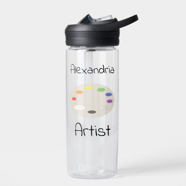 Artist Art Palette Personalized  Water Bottle (Left)