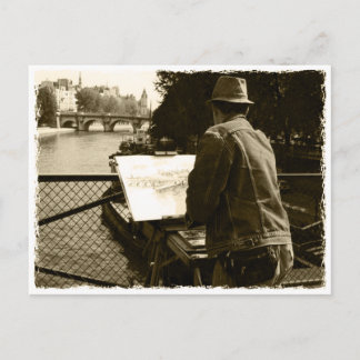 Artist at the Seine river in Paris, France Postcard