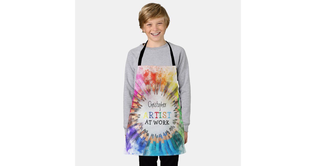 Personalized Artist Apron Smock with Art Supplies