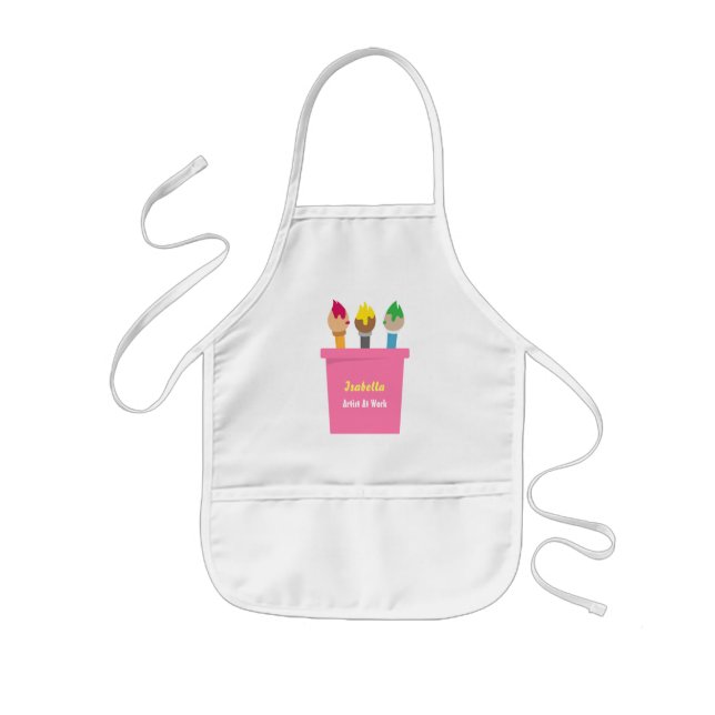 Artist at Work Paintbrushes Apron Personalized (Front)