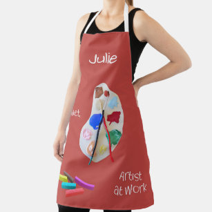 Artist at Work with Pallet and Paints Apron
