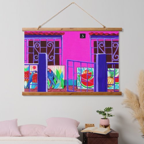 Artist Backyard House Exotic Glimpse Hanging Tapestry