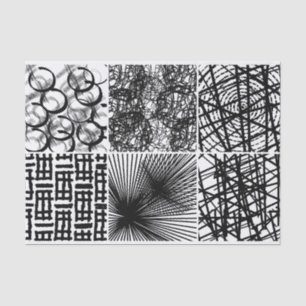 Artist Black White Abstract Circle Line Texture Tissue Paper