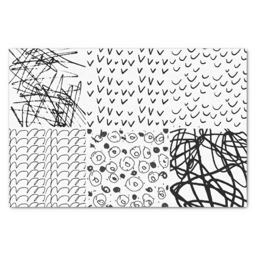 Artist Black White Doodle Scribble Pattern Texture Tissue Paper