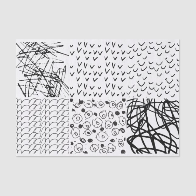 Artist Black White Doodle Scribble Pattern Texture Tissue Paper (Front)