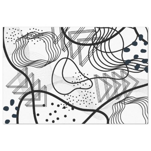 Artist Black White Large Abstract Circular Texture Tissue Paper