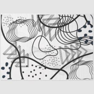 Artist Black White Large Abstract Circular Texture Tissue Paper