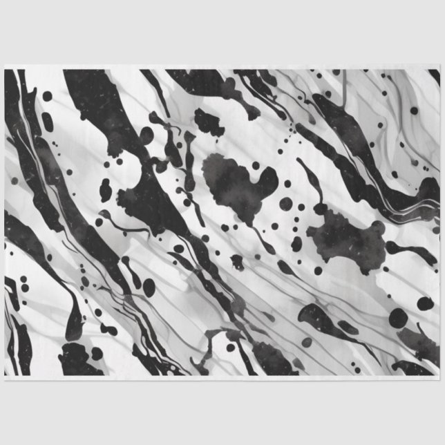 Artist Black White Large Abstract Marble 1h Tissue Paper (Front)