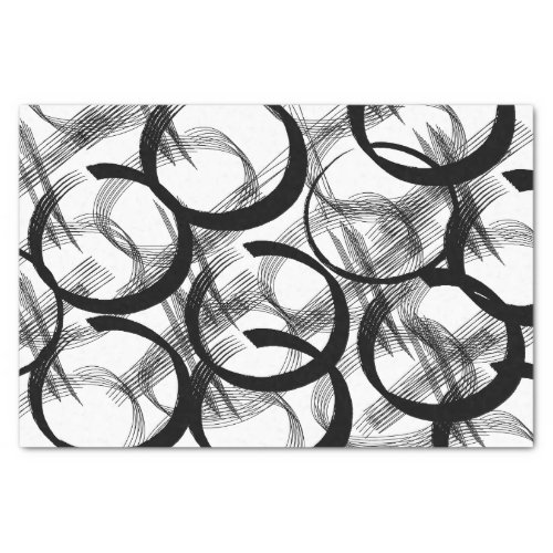 Artist Black White Large Dark Circle Line Texture Tissue Paper