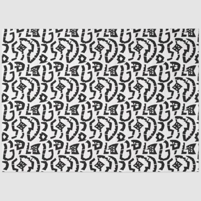 Artist Black White Large Spiral Step Geometric  Tissue Paper (Front)