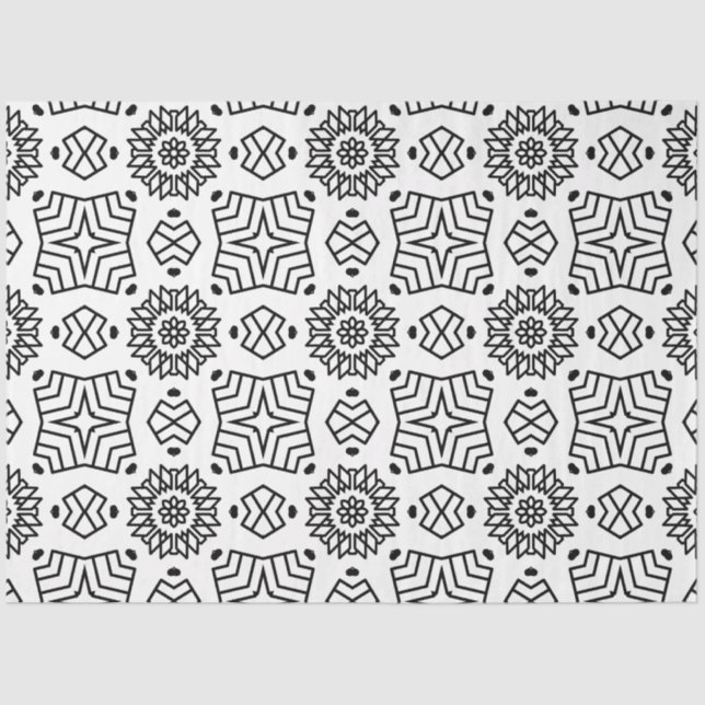 Artist Black White Large Sunflower Geometric Shape Tissue Paper (Front)