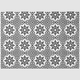Artist Black White Large Wheel & Square Geometric  Tissue Paper