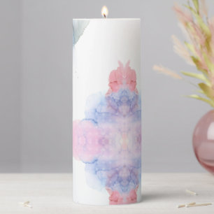 Artist Blue and Pink Watercolor Pillar Candle