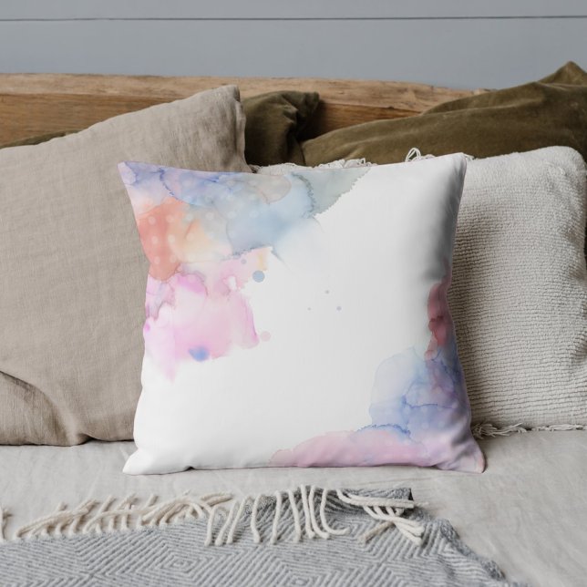 Artist Blue and Pink Watercolor Throw Pillow (Creator Uploaded)