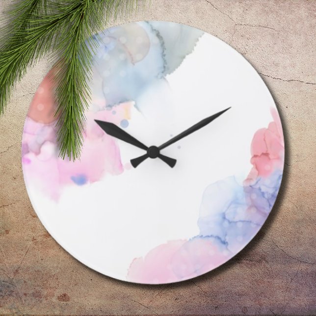 Artist Blue and Pink Watercolor Wall Clock (Creator Uploaded)