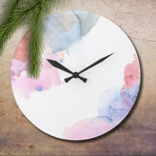 Artist Blue and Pink Watercolor Wall Clock