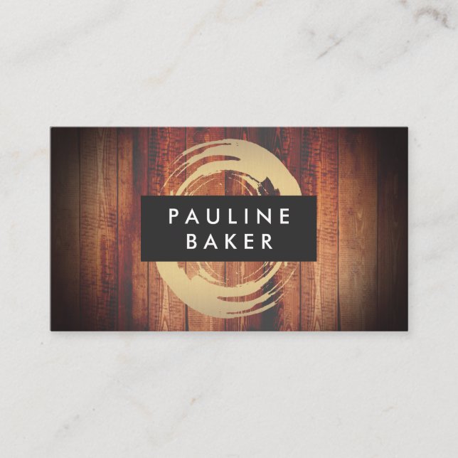 Artist Brush Stroke Rustic Wood Business Card (Front)