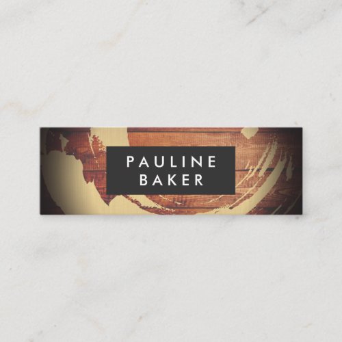 Artist Brush Stroke Rustic Wood Mini Business Card