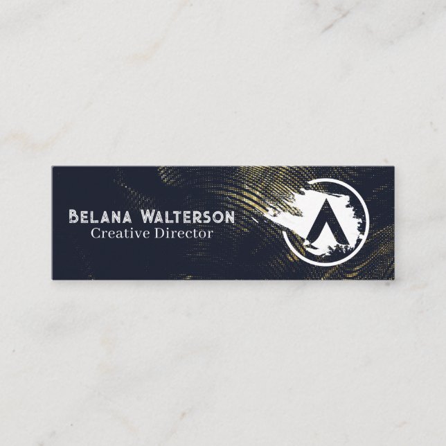 Artist Brushed Logo | Halftone Abstract Background Mini Business Card (Front)
