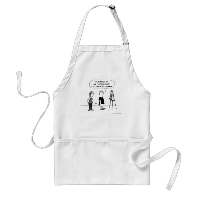 Artist Cartoon | Art Teacher, Art Critic Humor Adult Apron (Front)