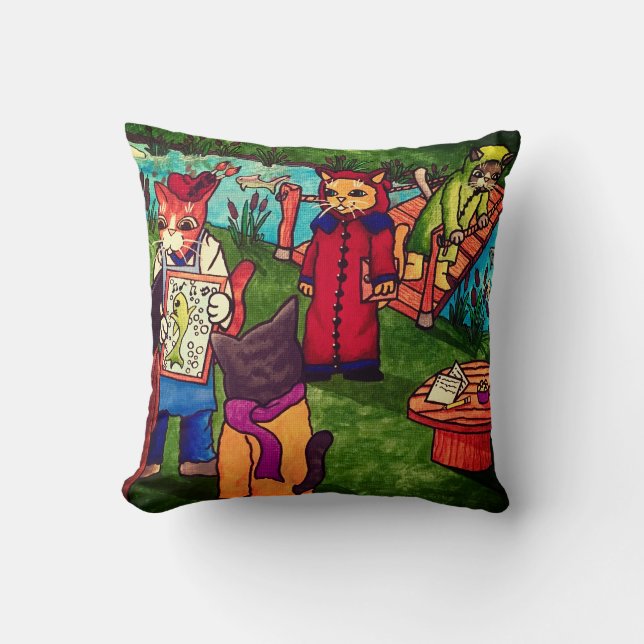 Artist Cat Throw Pillow (Front)