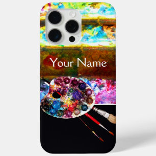 ARTIST COLOR PALETTE AND BRUSHES ,Black iPhone 15 Pro Max Case