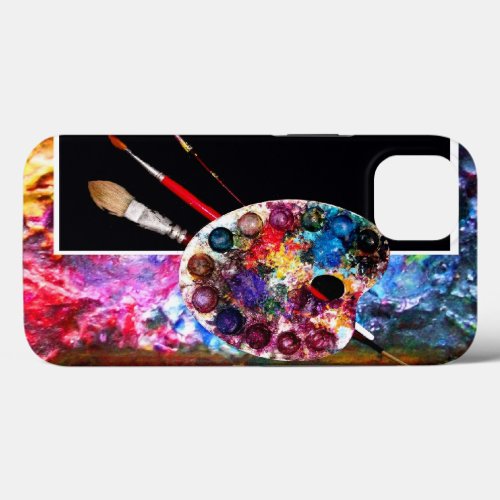 ARTIST COLOR PALETTE AND BRUSHES Black iPhone 13 Case