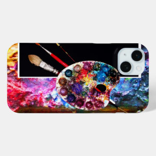 ARTIST COLOR PALETTE AND BRUSHES ,Black iPhone 15 Plus Case