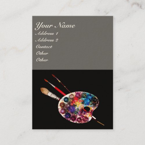 ARTIST COLOR PALETTE AND BRUSHES Black Grey Business Card