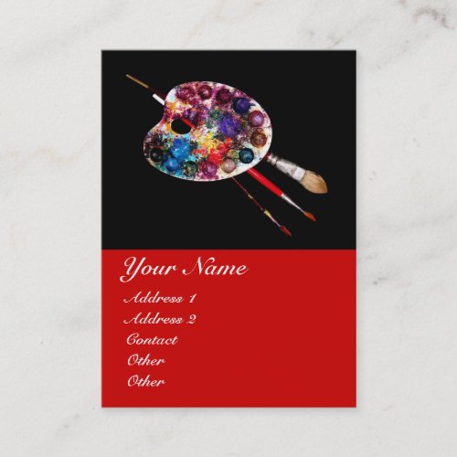 ARTIST COLOR PALETTE AND BRUSHES Black Red Business Card