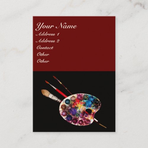 ARTIST COLOR PALETTE AND BRUSHES Black Red Business Card