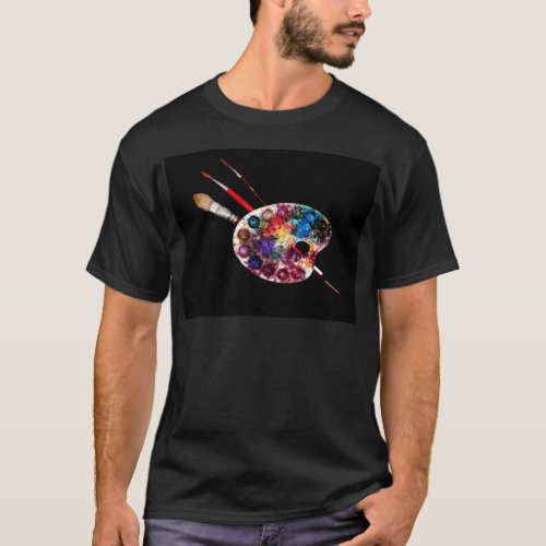 ARTIST COLOR PALETTE AND BRUSHES IN BLACK T_Shirt