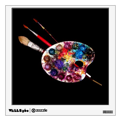 ARTIST COLOR PALETTE AND BRUSHES IN BLACK WALL DECAL