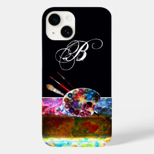 ARTIST COLOR PALETTE AND BRUSHES MONOGRAM Black Case-Mate iPhone 14 Case