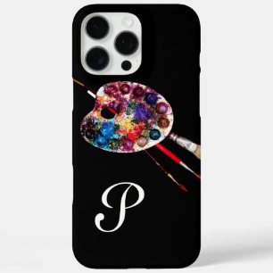 ARTIST COLOR PALETTE AND BRUSHES MONOGRAM Black iPhone 16 Pro Max Case