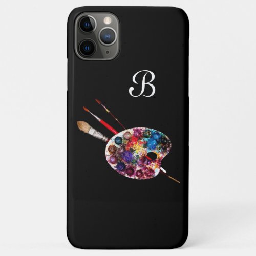 ARTIST COLOR PALETTE AND BRUSHES MONOGRAM Black iPhone 11 Pro Max Case