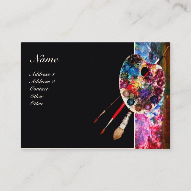 ARTIST COLOR PALETTE MONOGRAM Painter,Art Supplies Business Card (Front)