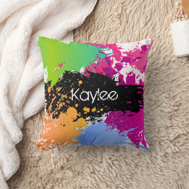 Artist Color Splash Personalized Throw Pillow (Blanket)