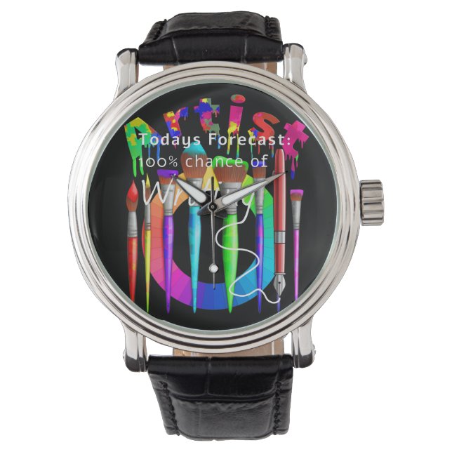 Artist Color Wheel Paints Brushes Watch (Front)