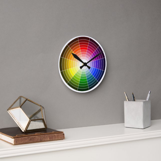 Artist Color Wheel Rainbow Round Clock (Office)