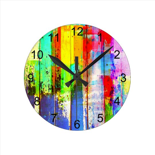 Artist Colorful Splatter Paint Round Clock | Zazzle.com