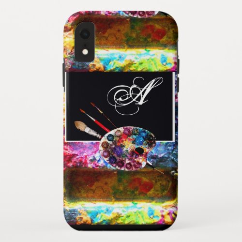 ARTIST COLOUR PALETTE MONOGRAM Black iPhone XR Case