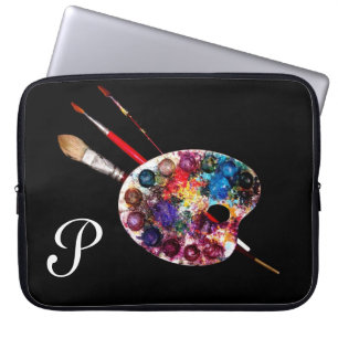 ARTIST COLOUR PALETTE MONOGRAM Black Laptop Sleeve