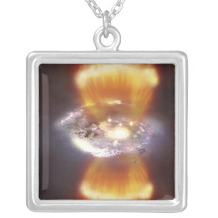 Artist concept of a galaxy silver plated necklace